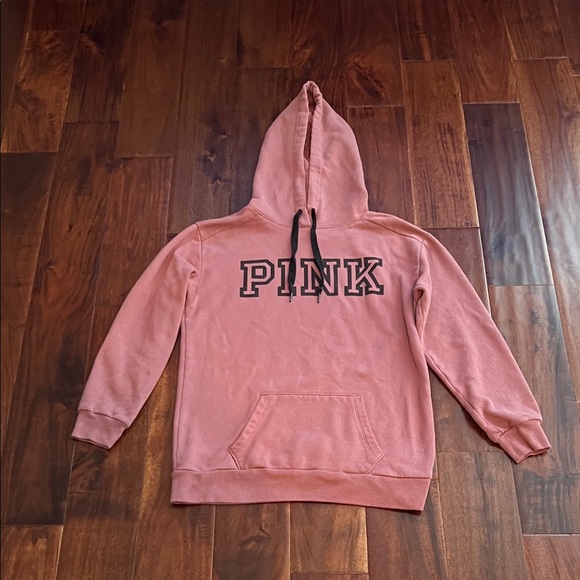 PINK Victoria's Secret Blush/Plum Hoodie with Dark Lettering Size X-Small - Picture 1 of 6